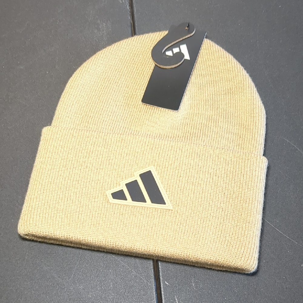 (NWT) Adidas Postseason Fold Beanie 'Beige/Black'